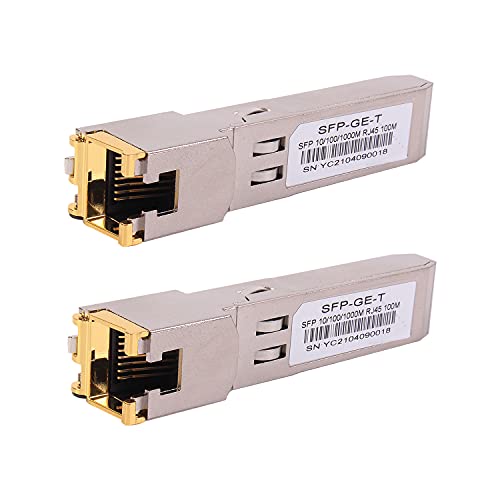 2PCS 1000BASE-T Gigabit SFP auf RJ45 Kupfer Ethernet Modular Transceiver für Cisco,Meraki,Ubiquiti,D/TP Link,Supermicro,Netgear,Broadcom, 1.25G SFP-T CAT5E/CAT6 bis zu 100m Mikrotik S-RJ01