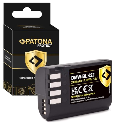 PATONA Protect V1 Akku DMW BLK22 BLK22E (2250mAh) - kompatibel mit Panasonic DC S5 S5K G9 GH5 GH5S