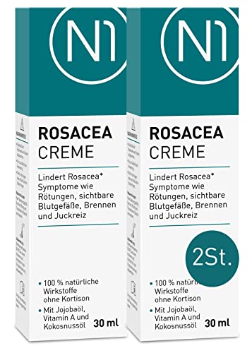 N1 Rosacea Creme 30ml - [Medizinprodukt] - Lindert Rötungen, Brennen, Juckreiz & sichtbare Blutgefäße - 100% natürliche Wirkstoffe ohne Kortison - Rosacea Creme Gesicht aus der Apotheke