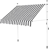 Jawoll Klemm-Markise 2,5 x 1,2 m grau-weiß (Profilfarbe: Weiß) Sonnenschutz Klemmmarkise Sichtschutz