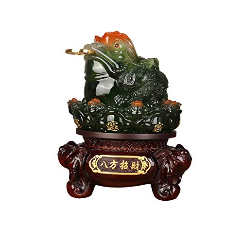 Kunstdekoration Glücksmünze Geld-Toad Feng Shui Reichtum Glücksgeld-Frosch-Münz-Kröte for Home Büro-Dekoration Gutes glückliches Geschenk Geld-toad-Statue desktop dekorationen (Color : Green)