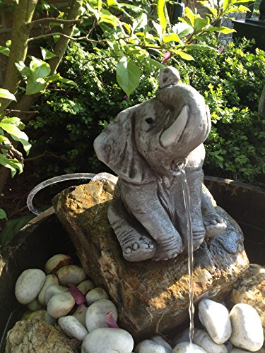 Wasserspeier Elefant Steinfigur Garten Deko Gartenfiguren Elefanten Steinguss