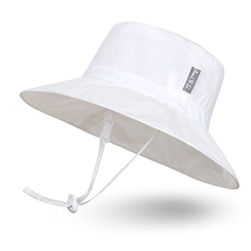 Ami & Li tots Baby Sonnenhut Superleichtes Kind Einstellbare ultradünne atmungsaktive Eimer Hut für Mädchen Jungen Säugling Kind Kleinkind UPF 50 - S: Weiß
