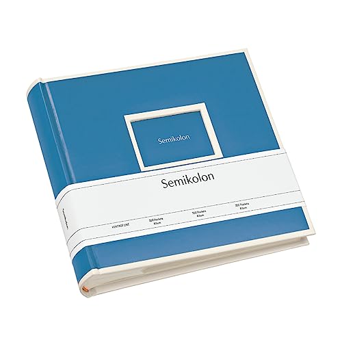 Semikolon 364065 200 Pockets Album – 23 x 22,3 cm – 100 Seiten cremefarben, für 200x 10x15 Fotos – azzurro hell-blau