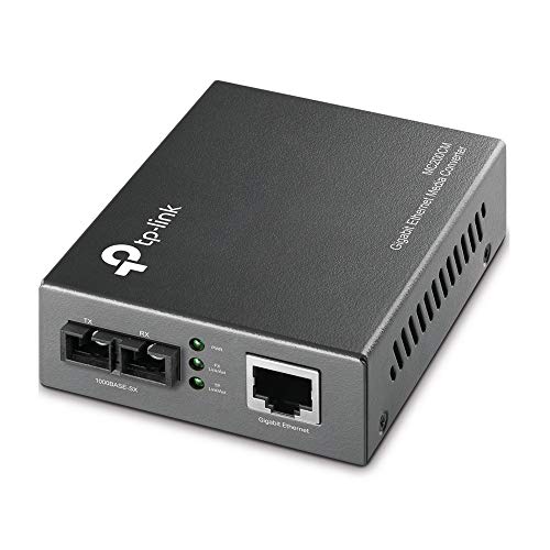 TP-Link MC200CM Gigabit Ethernet Medienkonverter (1000 Mbit/s, Multimode Fiber, 802.3ab, 802.3z, bis zu 0,55 Km) schwarz metallic