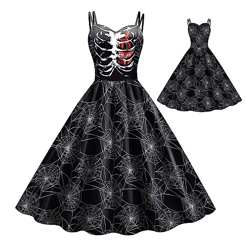 HAMIL Halloween-Abendparty-Kostümkleid | Gothic Cosplay Outfits für Frauen - Weiche Halloween Damen Gothic Sling Kleider für Frauen Mädchen Geschenke