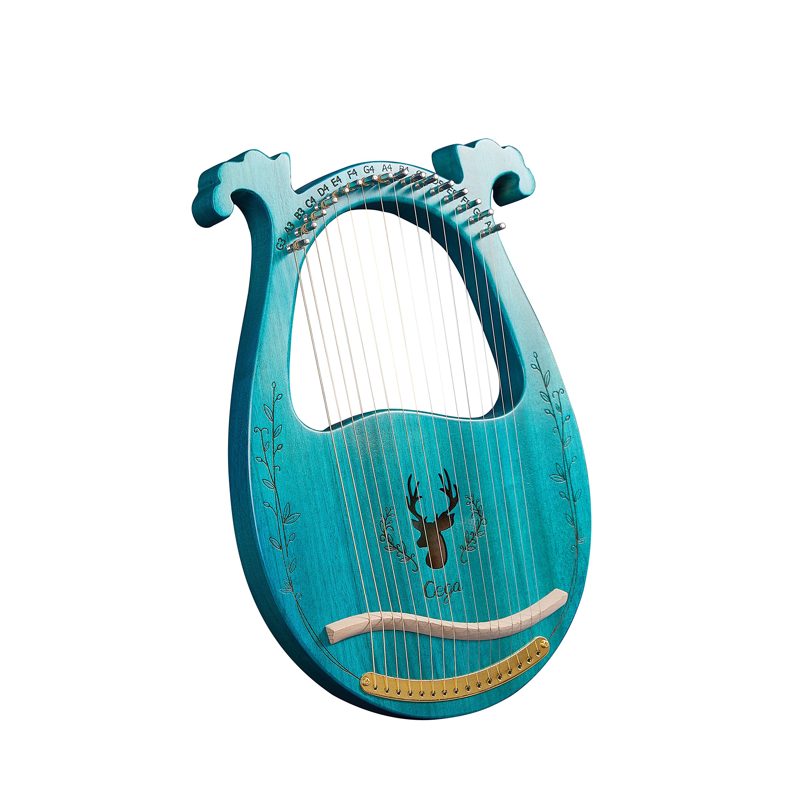 Harfe Instrument Mahagoni Saiteninstrument Tragbare 16 Saiten Lyre Harfe für Erwachsene Kinder Anfänger,Metall Saiten,Mit Stimmschlüssel Und Saiten,Tragetasche