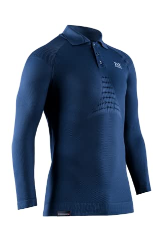 X-Bionic Men's Invent 4.0 TRAVEL Polo Shirt Long Sleeves Men, Navy/Blue, M