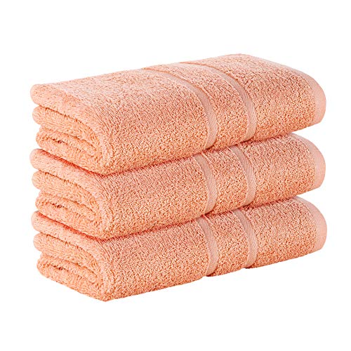 3 Stück Premium Frottee Handtücher 50x100 cm in Peach von StickandShine in 500g/m² aus 100% Baumwolle