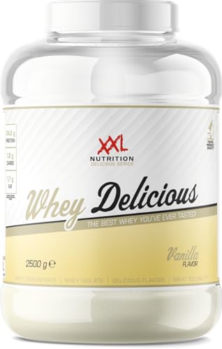 XXL Nutrition - Whey Delicious Protein Pulver - Leckerste Shake - Eiweiss Pulver, Whey Protein Isolat & Konzentrat - Hohe Qualität - 78,5% Proteingehalt - Vanille - 2500 Gramm