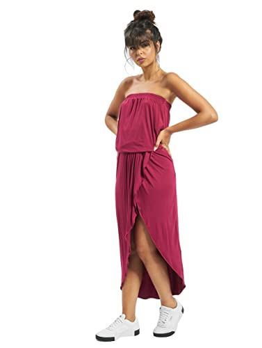 Urban Classics TB1508 Damen Kleid Ladies Viscose Bandeau Dress, Midi, Gr. X-Large, Rot (burgundy 606)