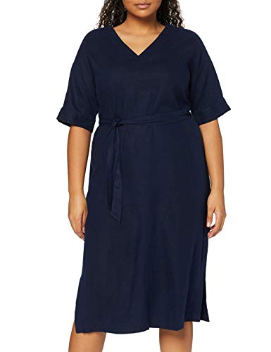 find. Damen Midi A-Linien-Kleid aus Leinen, blau (marineblau), 38, Label: M