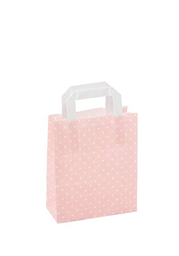 Papiertragetasche 18+8x22cm rosa mit weißen Punkten Größe 250 Stück