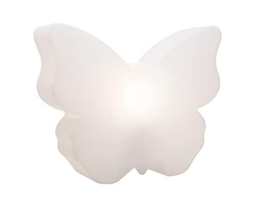 8 seasons design| LED Schmetterling Shining Butterfly (40 cm, RGB, bunt 15 Farben, Farbwechsel, dimmbar, Indoor & Outdoor, Gartendeko, Kinderzimmer) weiß
