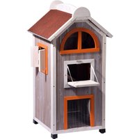 dobar Tierhaus Katzenhaus Fancy Cat, BxLxH: 58x55x109 cm, grauxrotxorange