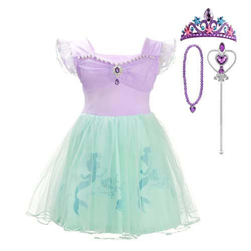 Lito Angels Kleine Meerjungfrau Prinzessin Arielle Kleid Kostüme mit Zubehör für Baby Mädchen, Halloween Party Ankleiden Tüllkleid, Größe 12-18 Monate 86, Lila 265