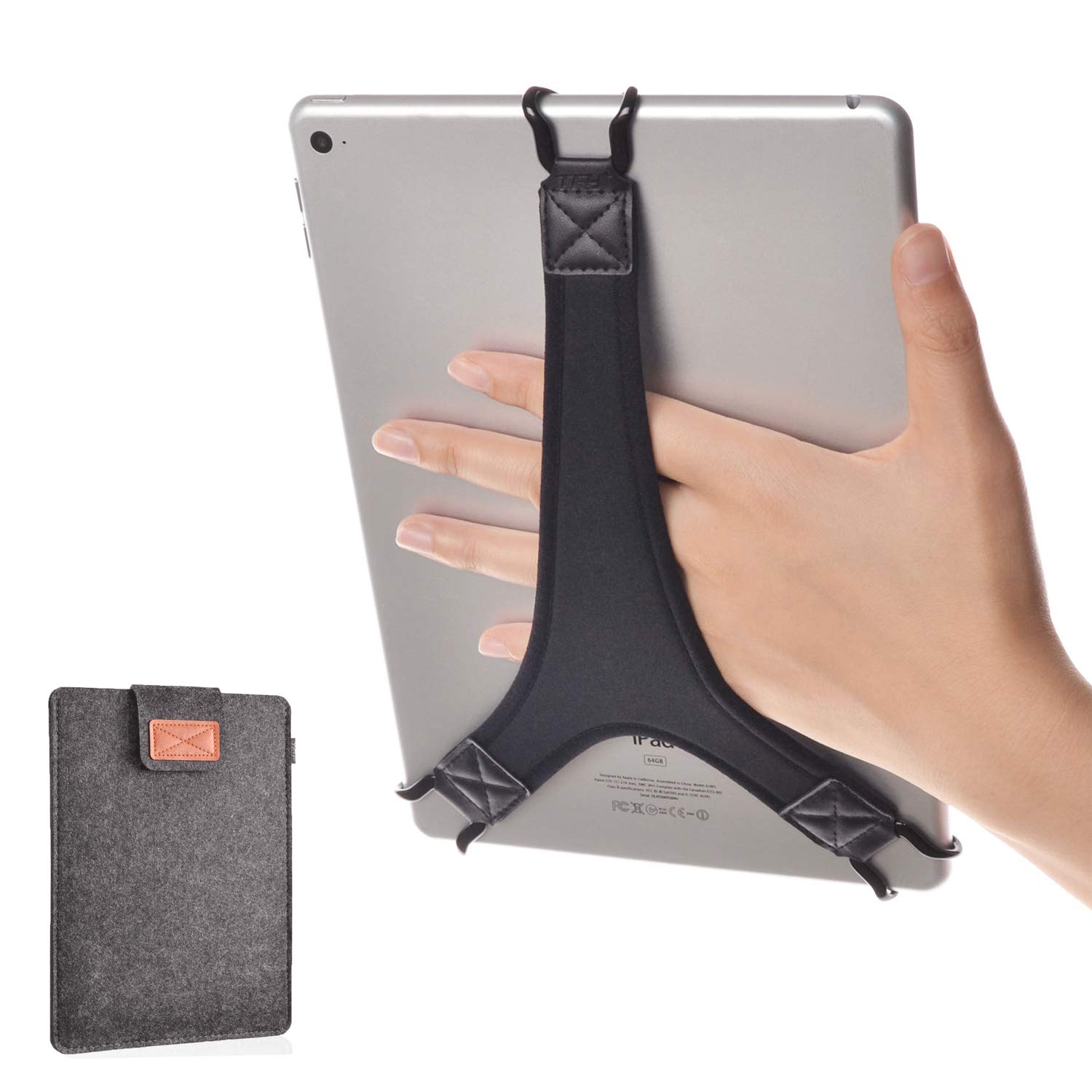 TFY Schutztasche (dunkelgrau), plus Handschlaufe für Tablets mit 22,9 - 25,7 cm (9 - 10 Zoll) – iPad Air/iPad Pro 9,7 Zoll / Samsung Galaxy Tab 10,5 Zoll / Tab 4 10,5 Zoll / Tab S 10,5 Zoll
