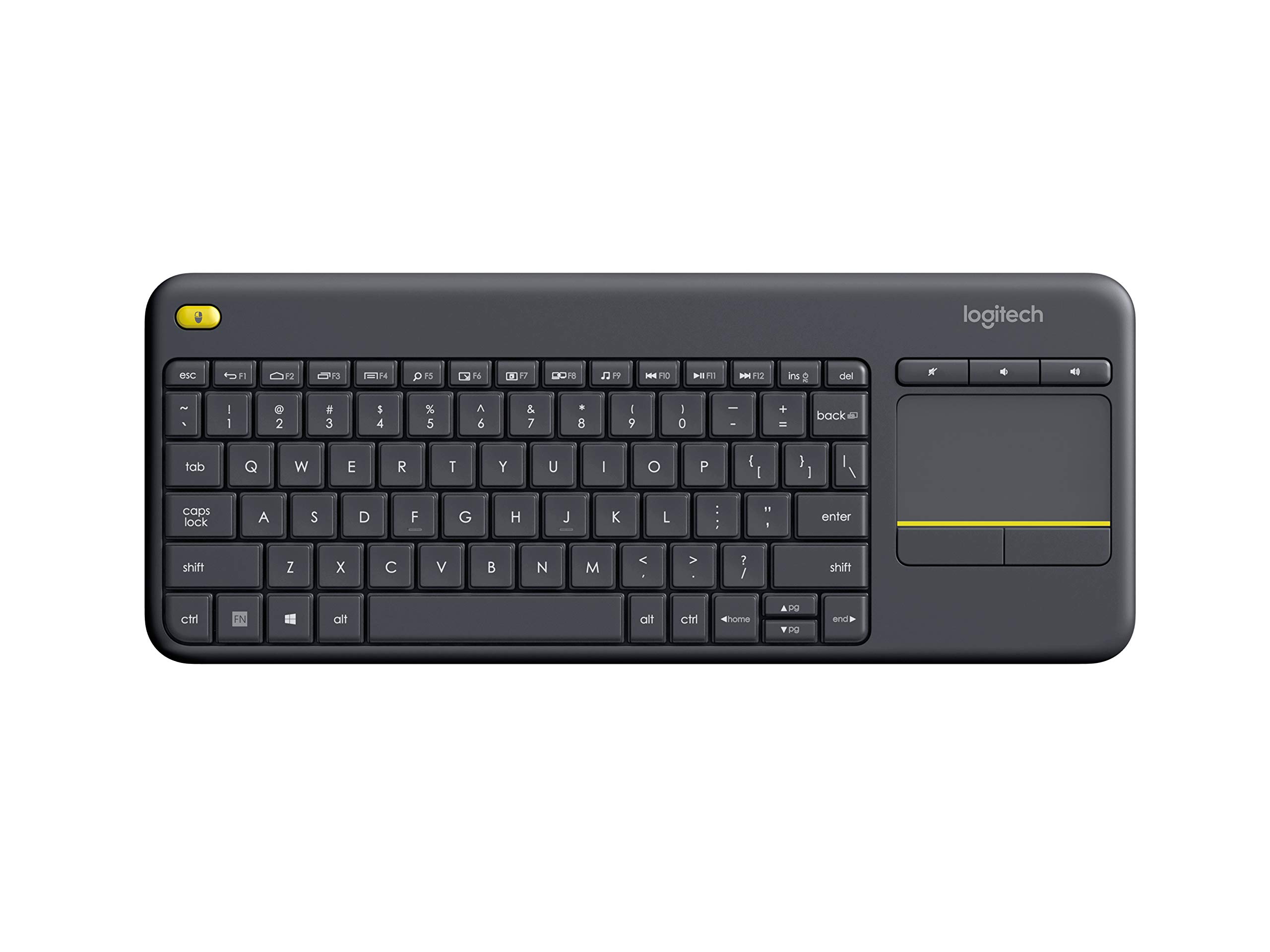 Logitech K400 Plus Kabellose Touch-TV-Tastatur mit integriertem Touchpad, US QWERTY-Layout - Schwarz