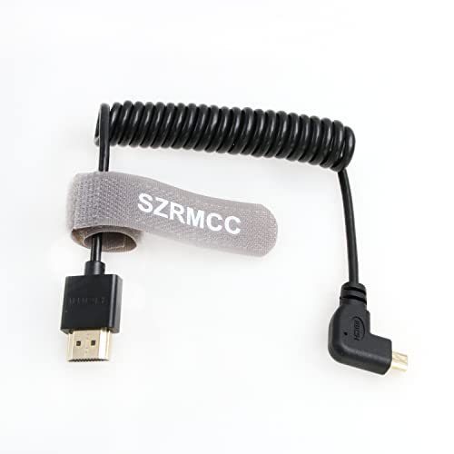 SZRMCC 8K Micro HDMI auf HDMI Kabel 90 Grad rechtwinklig High Speed Micro HDMI Stecker Extender Kurzes Kabel für Canon EOS M5 Sony A7III Panasonic Lumix Kamera ATOMOS Monitor