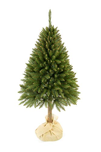 123home24.com Neuer Luxus Weihnachten Kaukasischer gezierter Baum auf einem natürlichen Stamm, künstlich, Weihnachtsbaum, grün in Einer Pappschachtel (220cm)