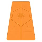 Liforme Travel Yogamatte - Die Umweltfreundlichste, rutschfeste Yogamatte der Welt Mit Dem Originalen Einzigartigen Ausrichtungsmarkierungssystem - Biologisch Matte - Sonderausgabe Happiness Orange