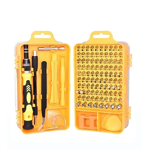 Werkzeugsatz 115/122 In 1 Schraubendreher-Set Magnetische Torx-Phillips-Bits Multifunktional Werkzeugkasten für zu Hause (Color : 115IN1-Yellow)