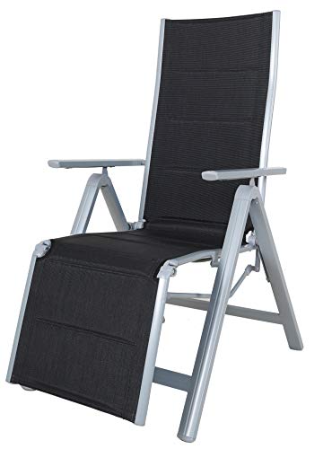 Ambientehome Aluminium Folding Relaxing Chair with Adjustment,Paded Fabric with Quick Dry Foam, Garden Series