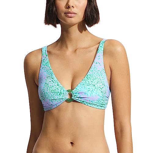 Seafolly Damen Standard Longline Tri Bikini Top Badeanzug, Sea Skin Vivid Green, 42