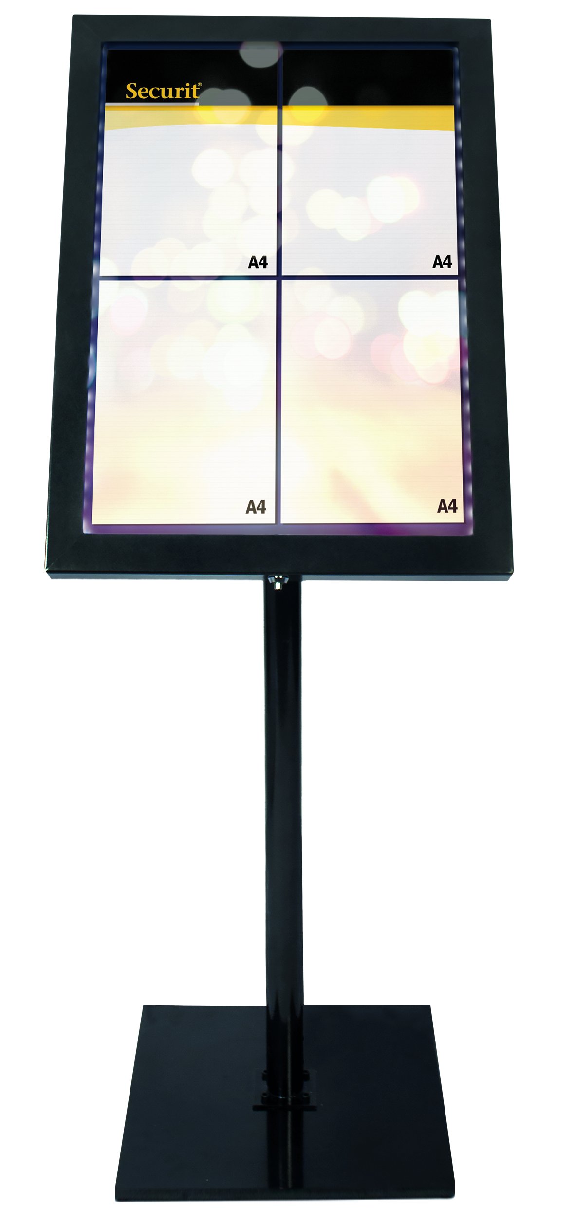 Securit A4 LED Informationsdisplay - weiß/schwarz, 1200(H)x 650(W)x 100(D)mm