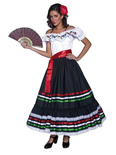 Authentische Western Kollektion Sexy Senorita Kostüm mit Kleid und Schärpe , Large