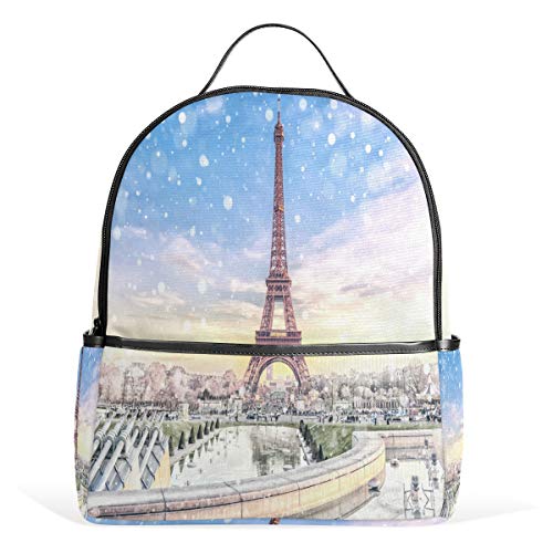 Eiffelturm Paris Rucksack Wasserdicht Schulter Buch Tasche Gym Rucksack Weihnachten Frankreich Tasche Casual Daypack Outdoor Reise Sporttasche für Damen Herren