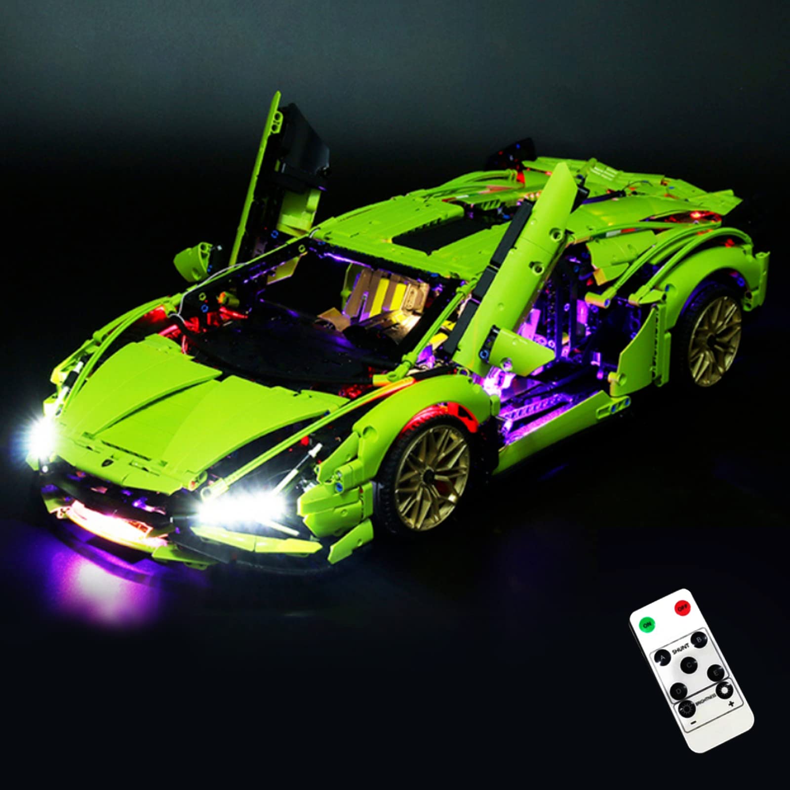 Für Lego Lamborghini Sián 42115 Beleuchtung LED Beleuchtungsset, mit Fernbedienung, Kompatibel mit Lego 42115(Nicht Enthalten Modell)
