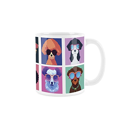 Purely Home Cool Pets Pudel-Tasse – Haustiere, weißer Kaffee/Tee, Geschenk, 325 ml