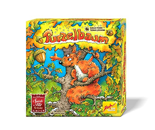 Zoch 601105128 - Purzelbaum - dreidimensionales Geschicklichkeits- und Memoryspiel, mit Holzbaum und Nüssen, 2-4 Spieler, für Kinder ab 4 Jahren