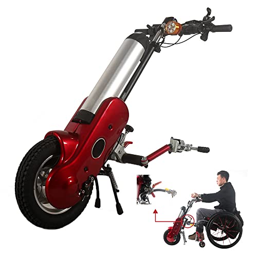12-Zoll-Rollstuhl-Zuggerät, 400-W-Elektrohandrad-Rollstuhlaufsatz mit Frontlicht, 36-V-15-Ah-Akku, 30 km/h max., Reichweite: 35 km, 3 Geschwindigkeiten, LCD-Display,RedA