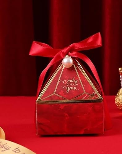 ❀ Süßigkeiten-Schachtel, 50 Stück Hochzeits-Süßigkeitenschachtel, süßes Geschenk, Geschenkbox, Hochzeits-Süßigkeitsschachtel, geeignet (Größe: 7 x 3,5 cm) (Farbe: Rot, Größe: 7 x 3,5 cm) (Color : Red