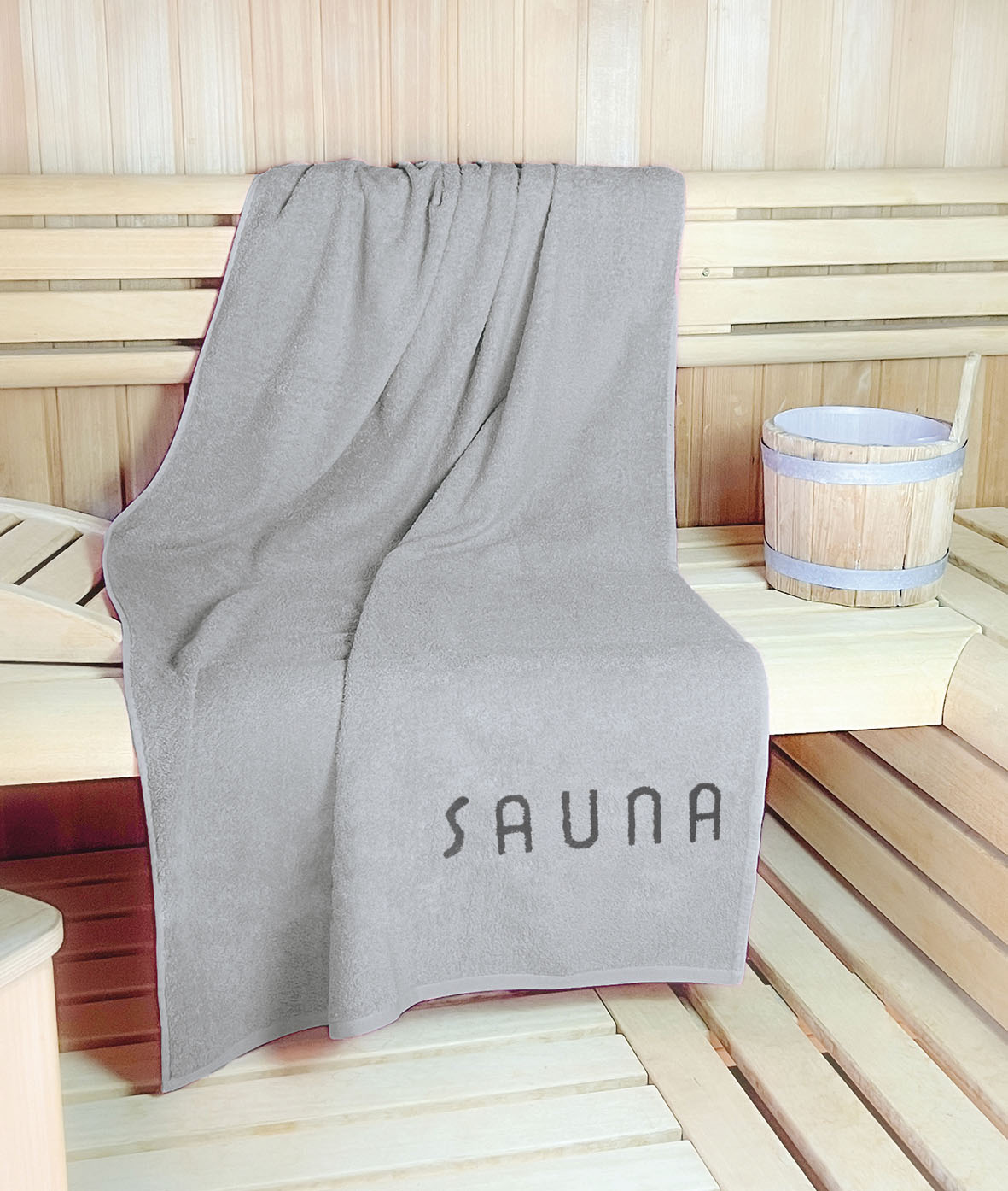 KiNZLER Saunatuch "Wellness, Karo, Sauna", (1 St.), Langlebig und strapazierfähig