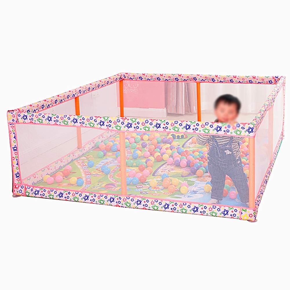 Laufgitter Baby Spiel Zaun Kinder Kleinkind Krabbeldecke Geländer Marine Ball Pool Indoor Sicherheitszaun mit Matte (Farbe : Pink, größe : 150×190×60cm)