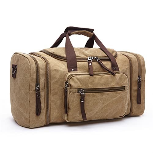 SSWERWEQ Handtasche Canvas Travel Duffle Bag Large Capacity Travel Bag Travel Tote Bag (Color : Khaki)