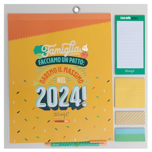 Mr.Wonderful Magnetischer Familien-Wandkalender 2024 - Wir werden das Beste im Jahr 2024 geben! 34 x 35 x 0,5
