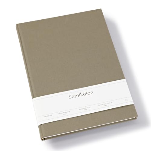 Semikolon 370062 - Notizbuch Classic A4 liniert - 176 Seiten, cremeweißes Papier – Lesezeichen – fango beige