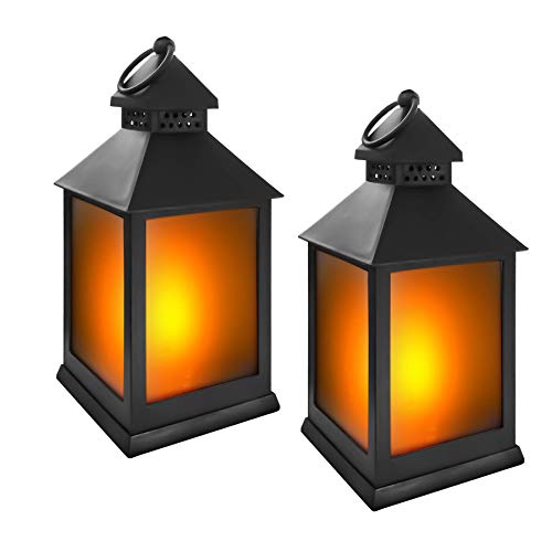 Eaxus® 2er Set LED Windlicht mit Flammeneffekt Kerze - Wohnzimmer & Garten Deko