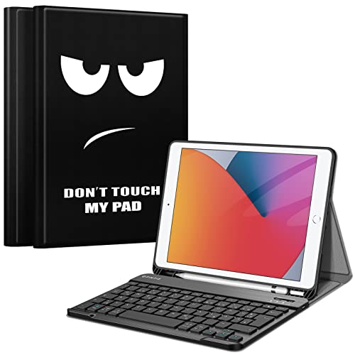 Fintie Tastatur Hülle für iPad 10.2 Zoll 7. Generation 2019, Soft TPU Rückseite Gehäuse Schutzhülle mit Pencil Halter, magnetisch Abnehmbarer Bluetooth Tastatur mit QWERTZ Layout, Don't Touch