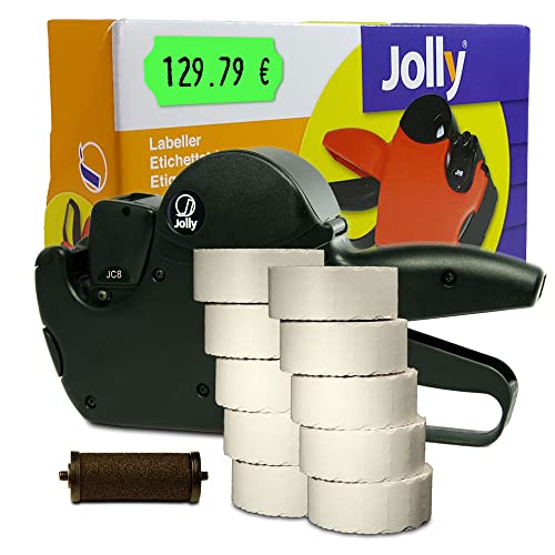 Set: Datumsauszeichner Jolly C8 für 26x12 inkl. 15.000 HUTNER Preisetiketten - leucht-grün permanent + 1 Farbrolle | etikettieren | HUTNER