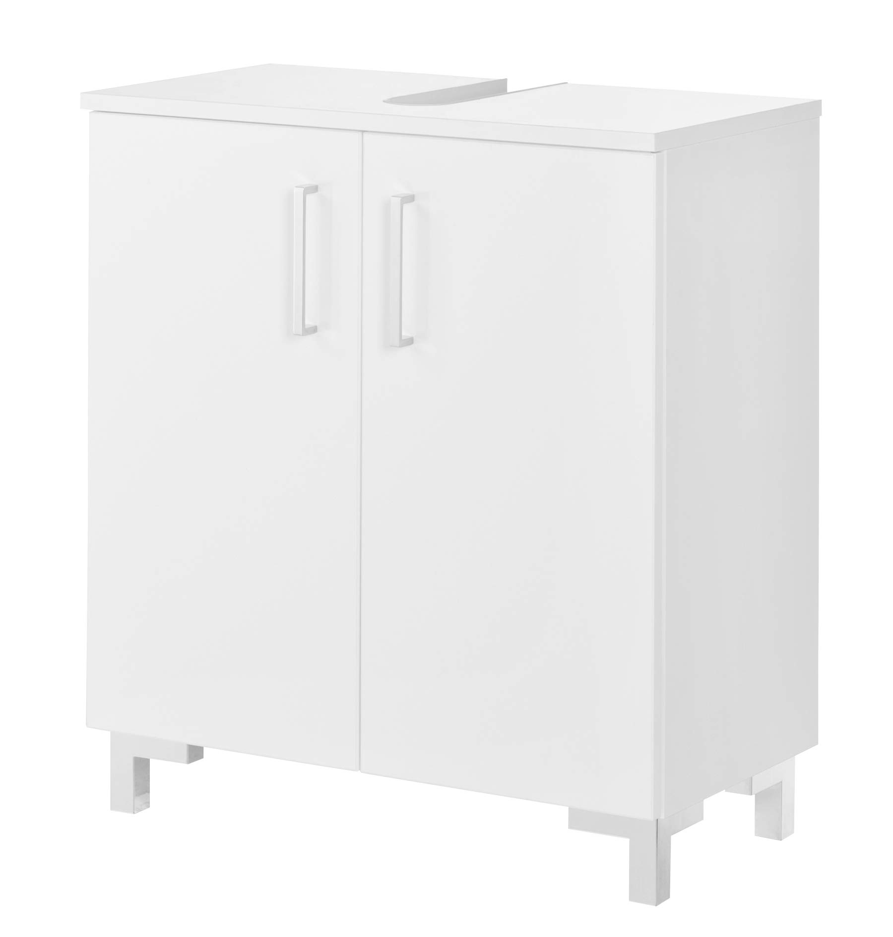FACKELMANN Waschtischunterschrank Atlanta/Schrank mit gedämpften Scharniere/Maße (B x H x T): ca. 60,5 x 68 x 32,5 cm/hochwertiger Schrank fürs Bad mit 2 Türen/Korpus: Weiß/Front: Weiß