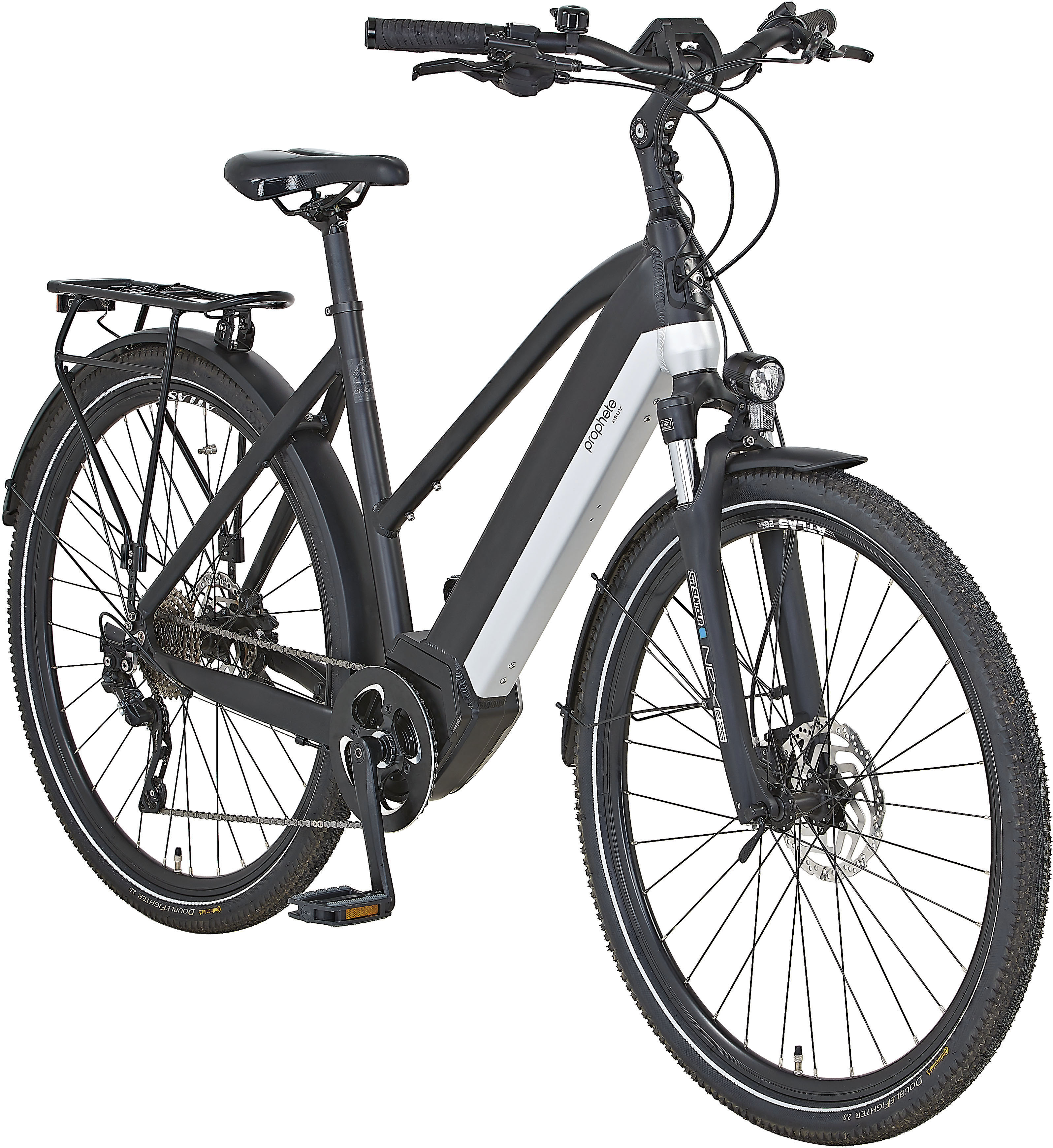 Prophete E-Bike 28", eSUV für Damen und Herren, Elektrofahrrad mit AEG ComfortDrive, Farbe schwarz/Silber