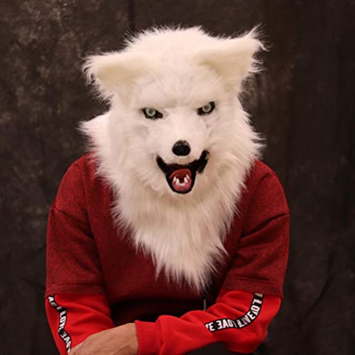 Kangmeile Fox Maske - Plüsch White Fox Gesichtsmaske, Fuchs Masken Halloween Latex Maske Der Kopf Für Karneval Kostüm Party