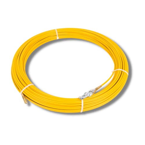 Katimex® Kabeljet Ersatzband | 40 Meter | gelb | Polykat® Glasfaserprofil | Anfangshülsen | M12 Aussengewinde | Führungskopf mit Öse Ø 25 mm