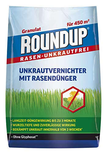 Roundup 8690 Rasen-Unkrautfrei Unkrautvernichter mit Rasendünger-9 kg, grün