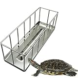 FJROnline Edelstahl-Schildkröten-Futterschüssel mit Säule Schildkröte Wasser Futternapf für Reptilien